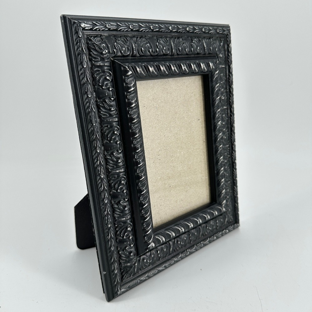 Ornate Shabby Black Scrollwork 4x6 Tabletop Picture Frame 1E45-46